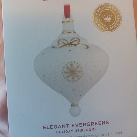 Hallmark Other - Exclusive Hallmark Keepsake Ornament Elegant Evergreens 14k Gold and Porcelain